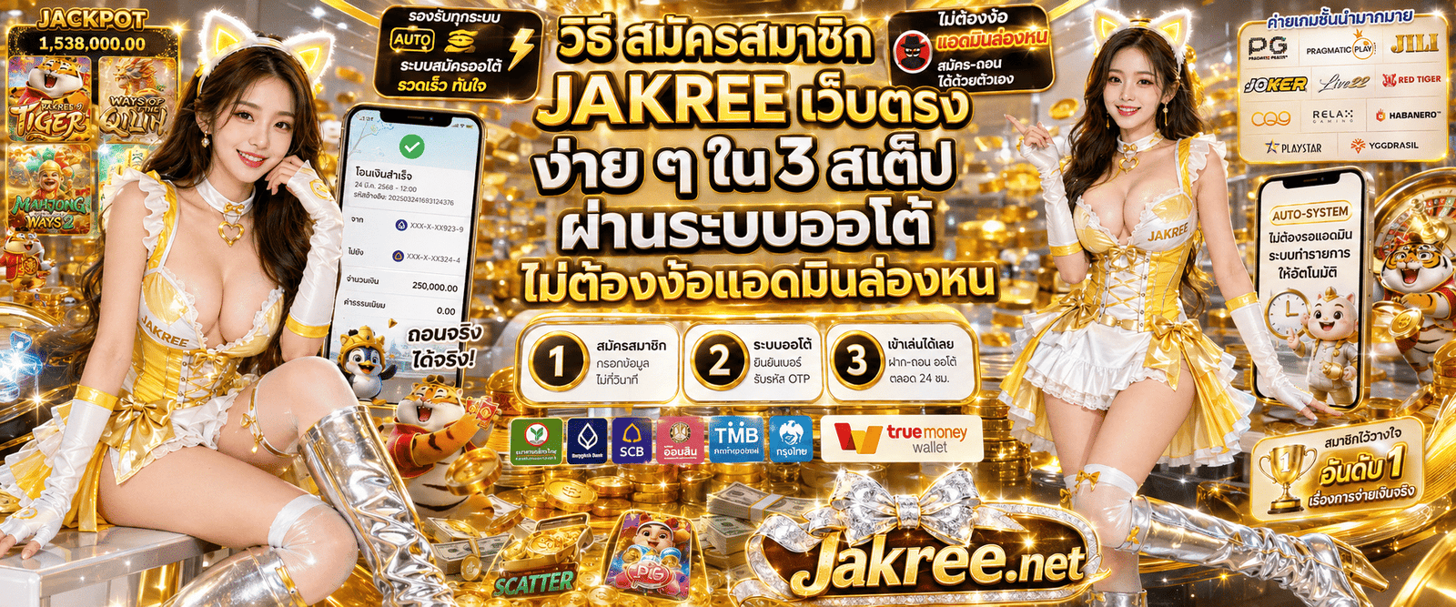 สมัครสมาชิก JAKREE เว็บตรง คู่มือแนะนำขั้นตอนการลงทะเบียนผ่านระบบออโต้ด้วยตนเอง รวดเร็วใน 3 สเต็ปโดยไม่ต้องผ่านแอดมิน